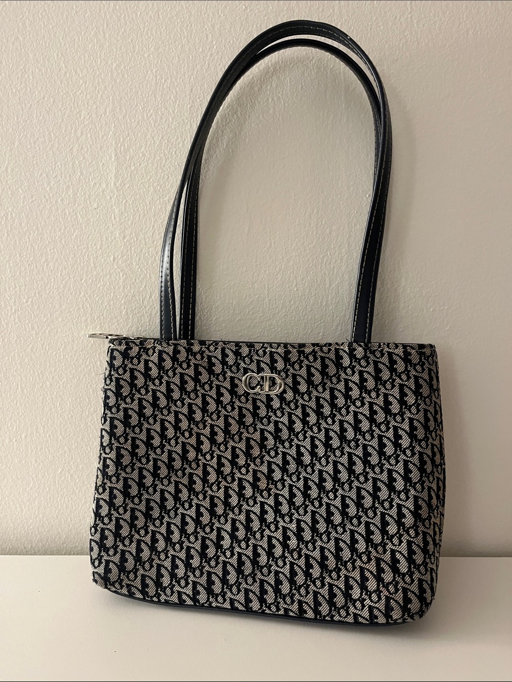 Christian Dior Black & White Monogram Shoulder Bag